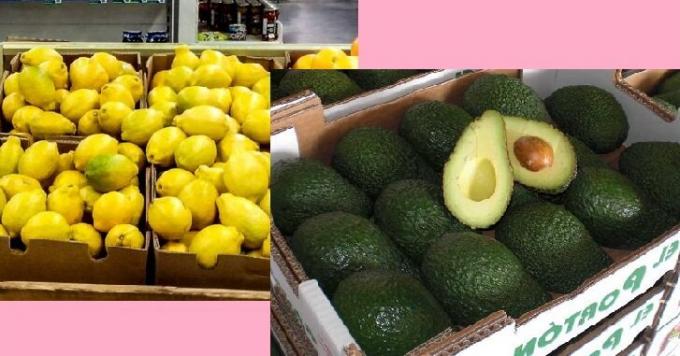 Limão e abacate em lojas